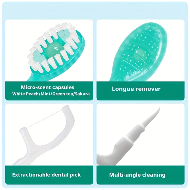 12-Pack Portable Disposable Toothbrushes, 4 Flavors, Multi-Purpose