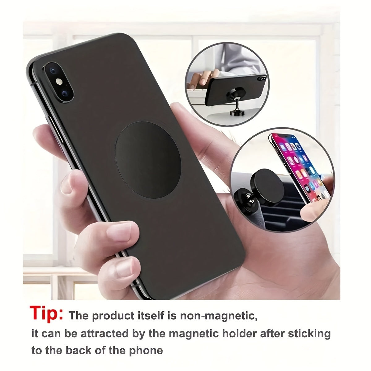 5 ta qora, kumush, temir telefon stendlari, magnitli, yutuvchi, 40mm