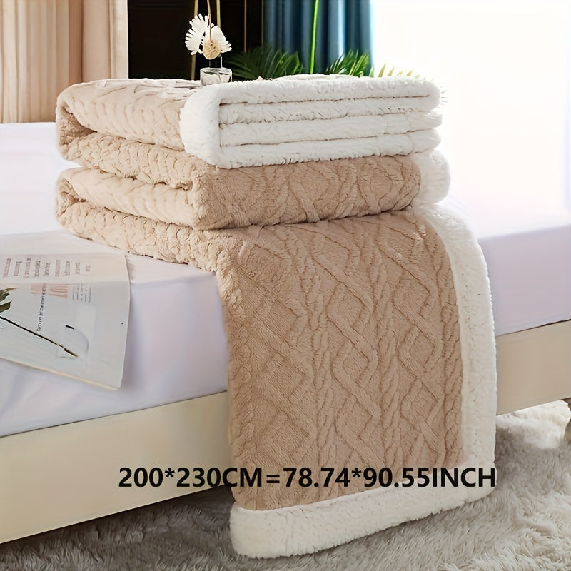 Double-Sided Taffeta and Fleece Blanket for Couch Sofa Bed Camping Travel Solid Color