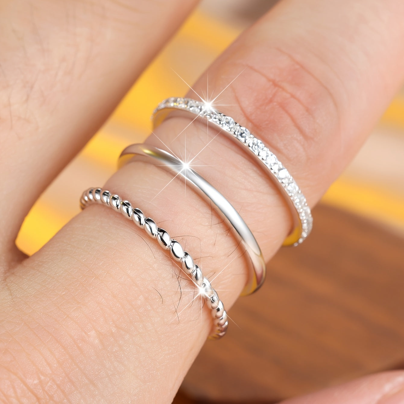 Sterling Silver Ring with White Diamond and Rope Knot Design for Women