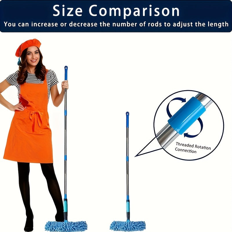 2in1 Window Cleaning Brush and Scraper Set with Telescopic Pole and Hard Bristle Brush