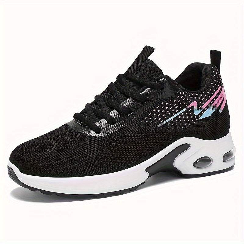 Women's Breathable Knit Sneakers Casual Lace-Up Outdoor Shoes Plus Size Low Top Sport