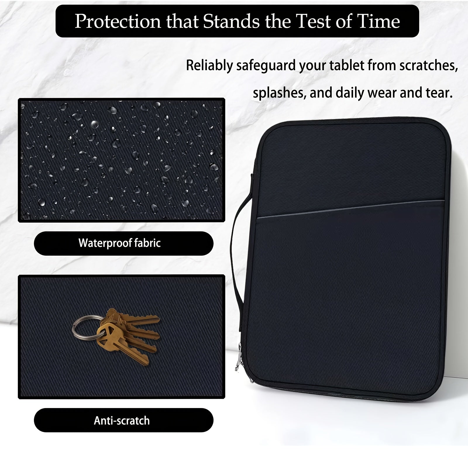 Waterproof Tablet Sleeve Case with Handle and Front Pocket Durable Polyester Compatible with iPad Kindle Samsung Galaxy Android Tablets