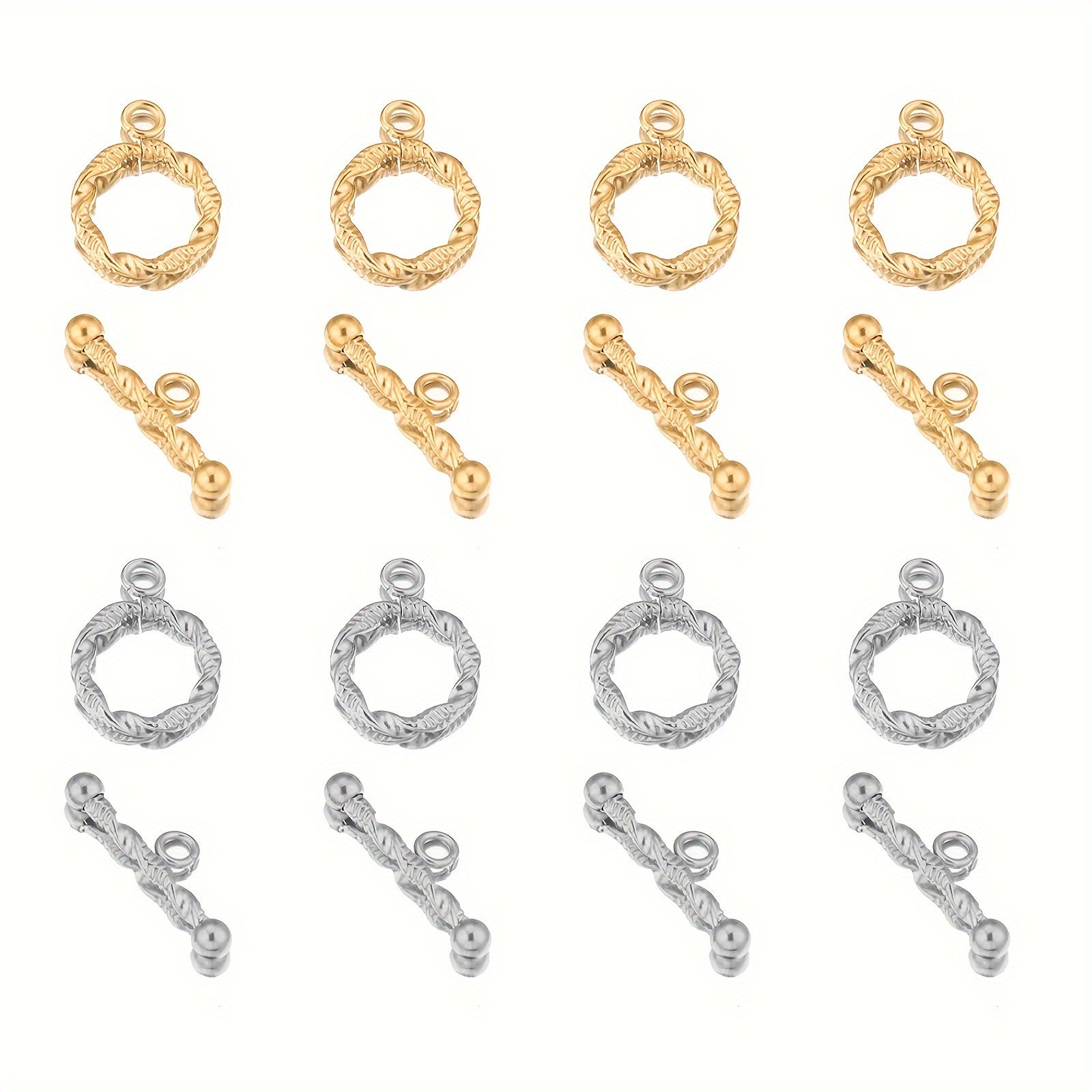 Set of 5 Stainless Steel Twist OT Buckles with Gold Plated Finish for Jewelry Making