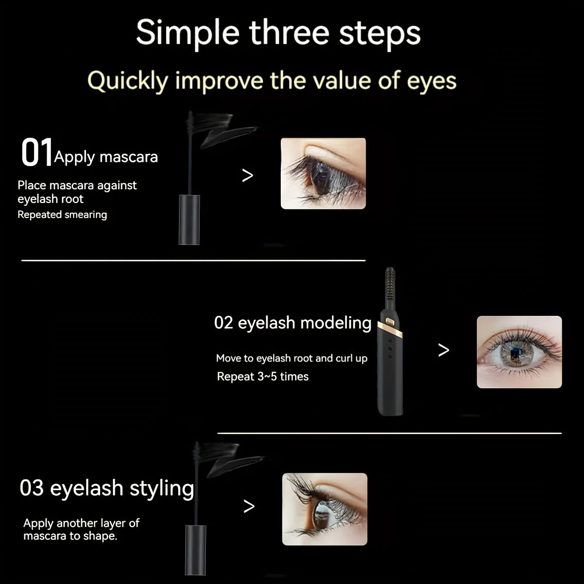 Rechargeable Electric Eyelash Curler for Women with USB Charging and Long-Lasting Curls