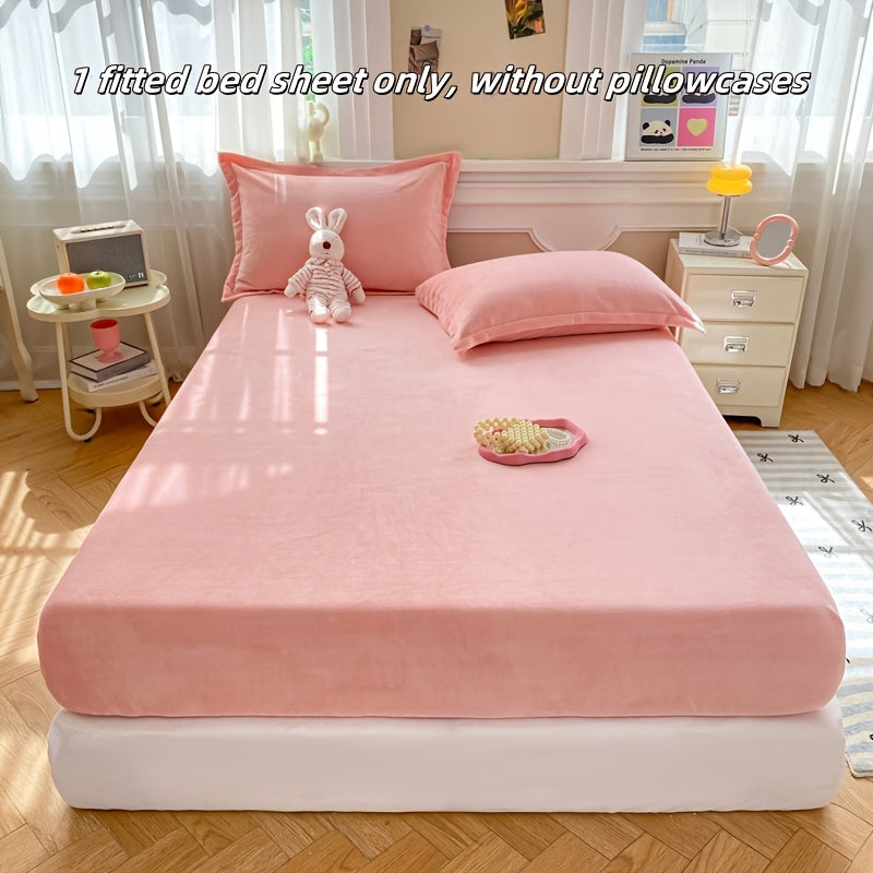 Milk Velvet Fitted Sheet Light Gray Deep Pocket Cozy Soft Machine Washable