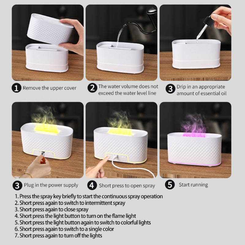 Usb-Powered LED Flame Humidifier with 7 Light Colors for Home Office