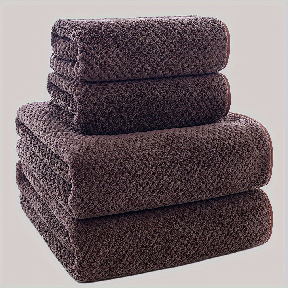 Luxury Mesh Bath Towel Set 2 Bath Towels 2 Hand Towels Quick-Dry Soft Polyester Nylon