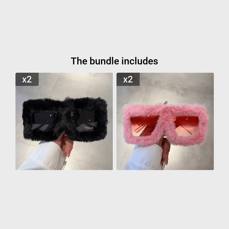 Unisex Fuzzy Plush Gradient Y2K Oversized Glasses for Beach and Party