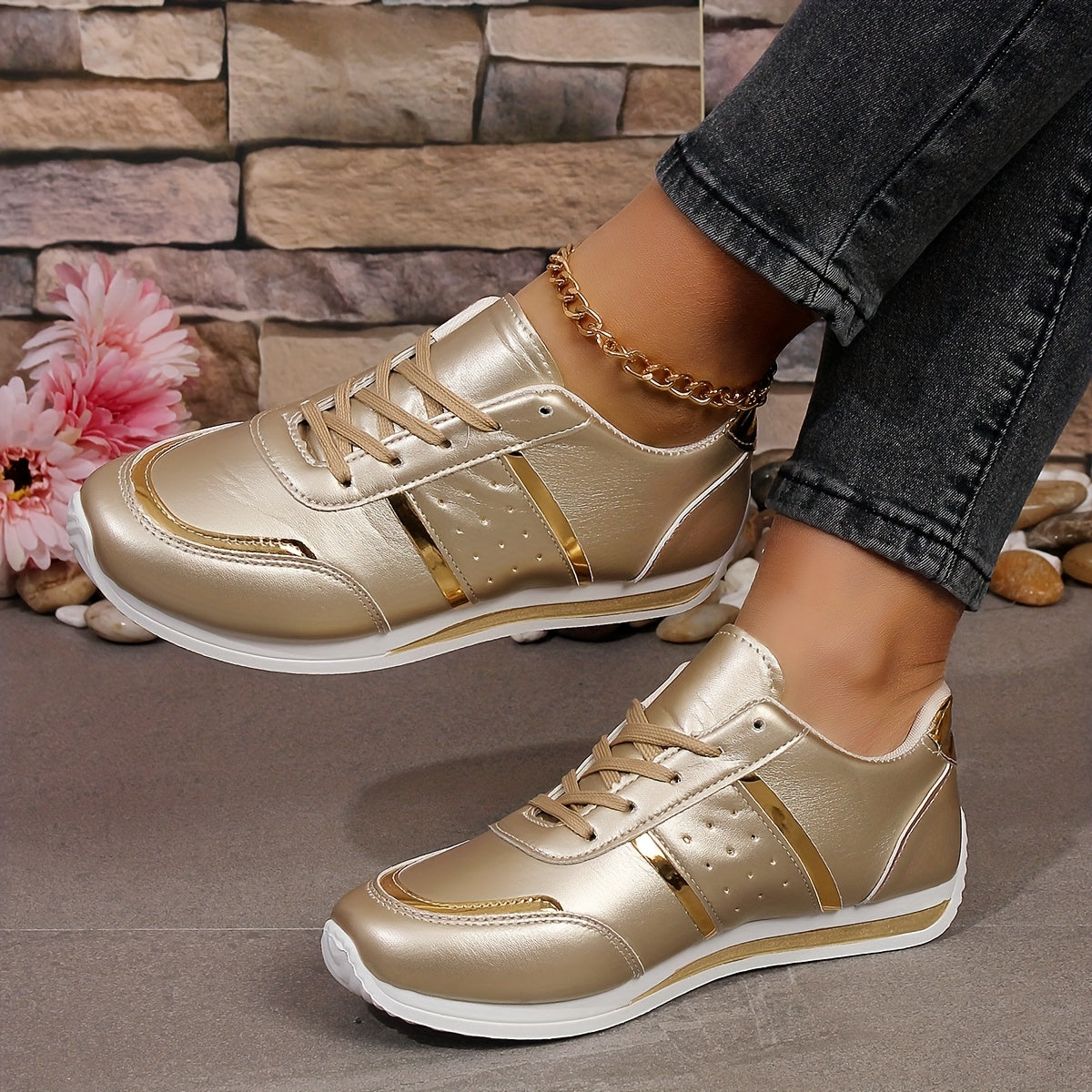 Women's Casual Sneakers Solid Color Lightweight Athletic Shoes