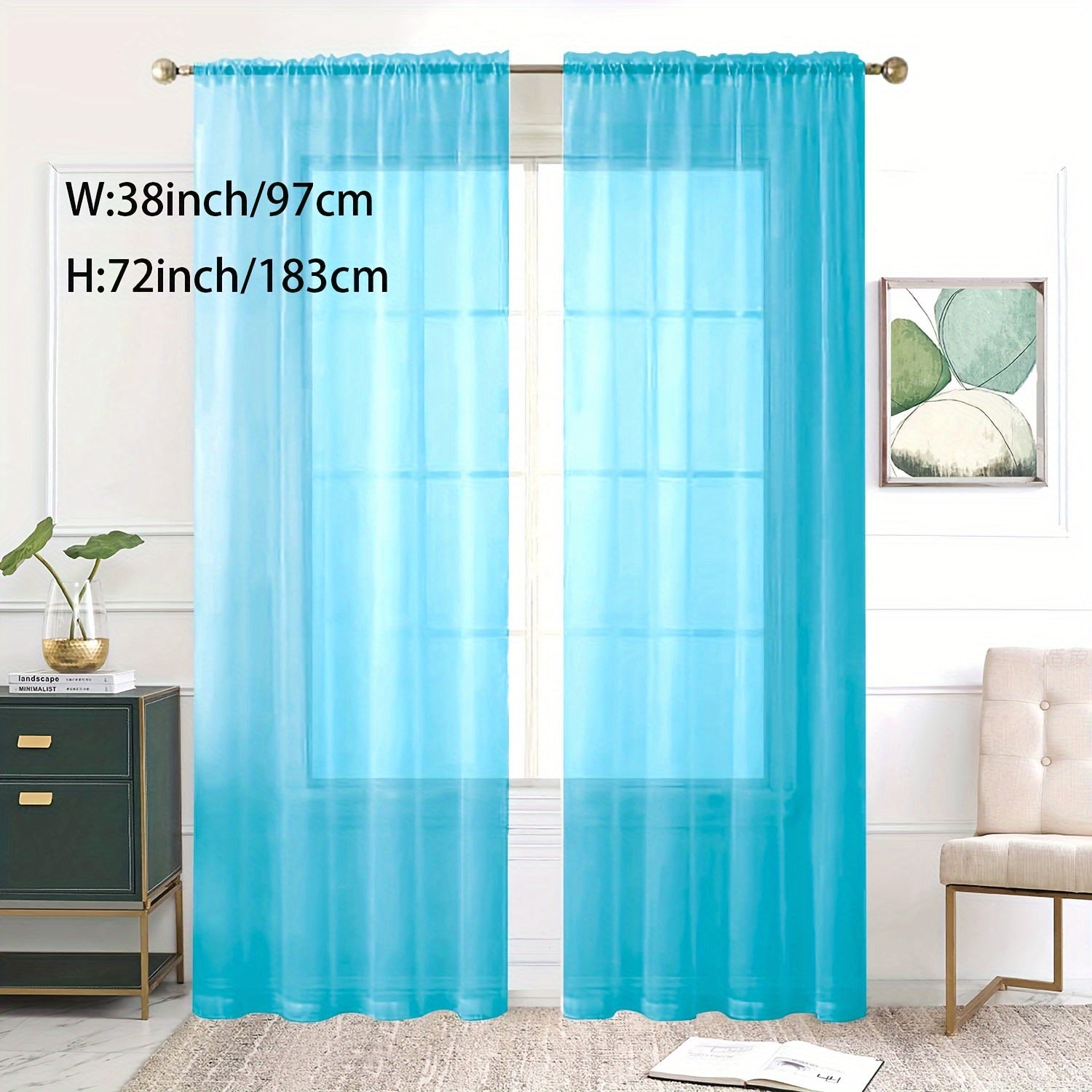 Sheer Curtain Single Panel Light Filtering Privacy Rod Pocket for Living Room Bedroom Kitchen
