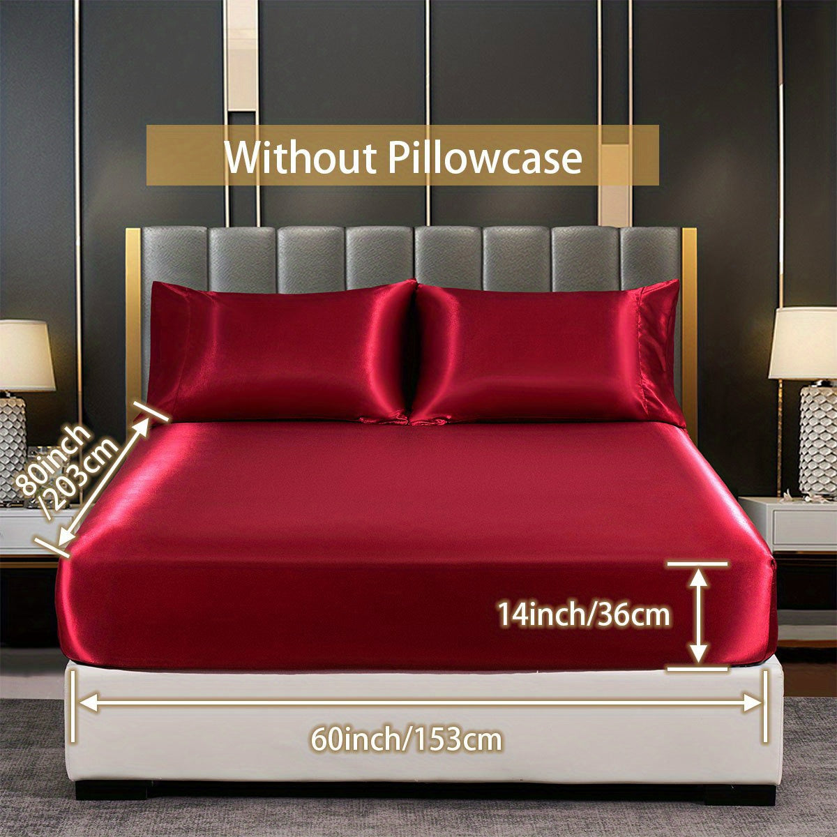 Satin Solid Color Fitted Sheet Luxuriously Soft Bedding for Bedroom and Guest Room