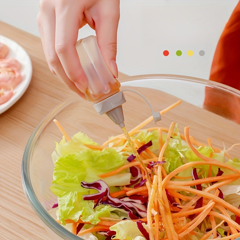 Set of 4 Mini Sauce Bottles for Condiments and Spices for Lunches and Picnics