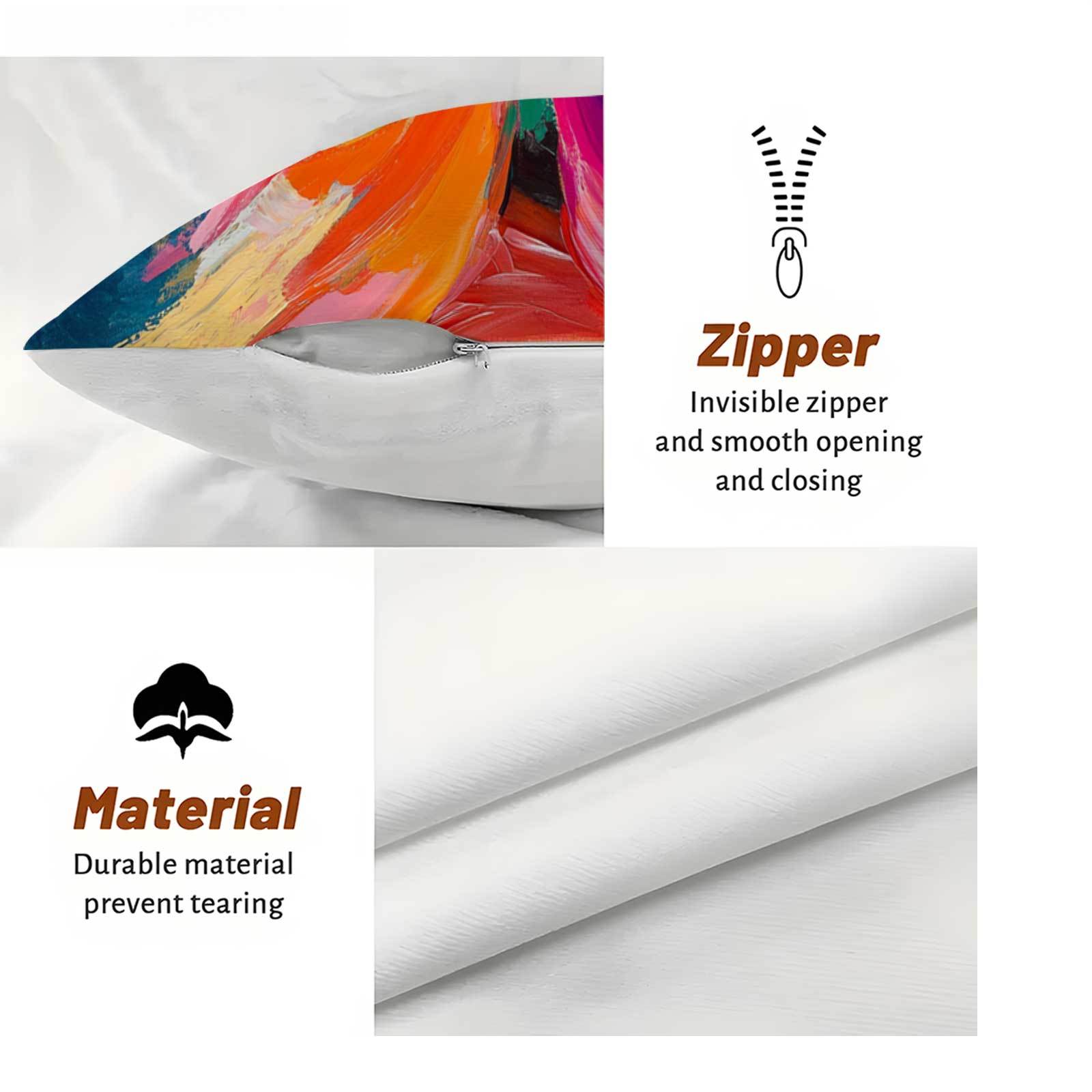 Set of 4 Modern Floral Throw Pillow Covers Polyester Zipper Closure All-Season Decor