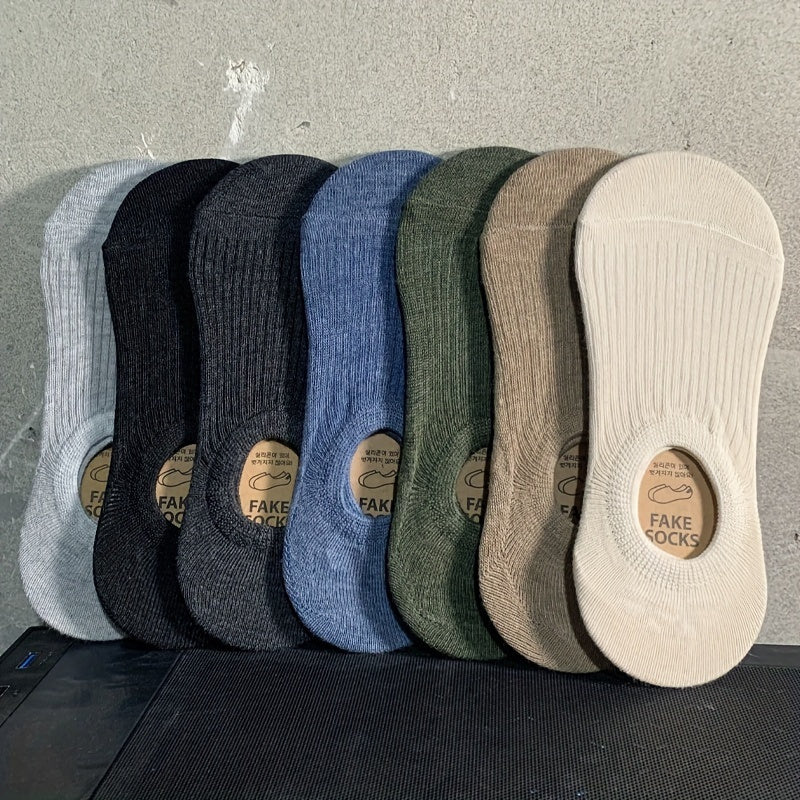 Men's Summer Short Socks 7 Pairs Breathable Sweat-Absorbing Non-Slip Boat Socks