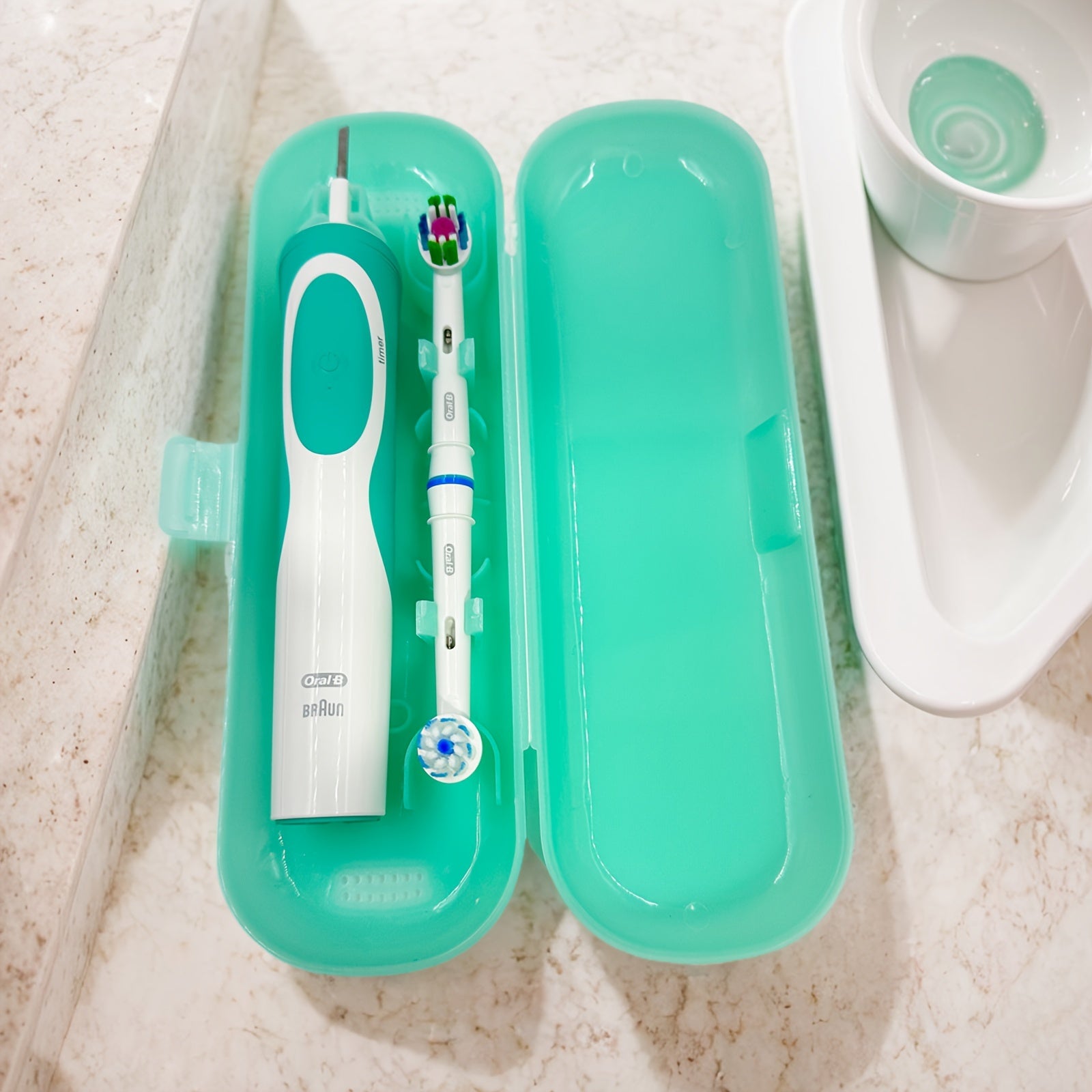Universal Electric Toothbrush Storage Box Emerald Green Plastic Case