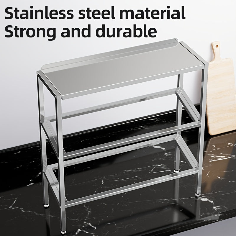Stainless Steel 3-Tier Kitchen Organizer with Lids for Spices Fruits Storage