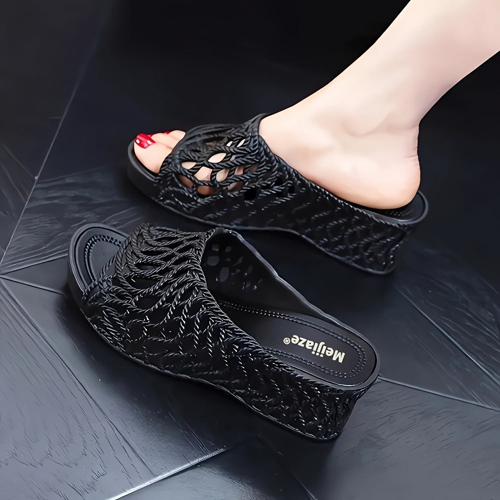 Ayollar uchun kengaytirilgan sandal keng ochiq barmoqli slip-on platform nafas oladigan PVC