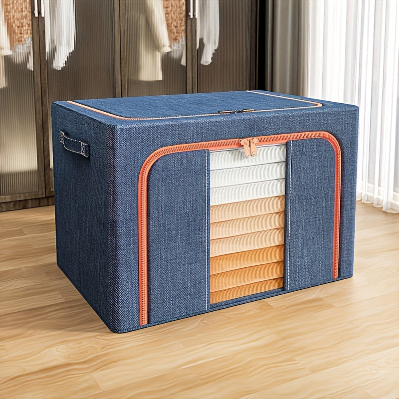 Большая складная корзина для хранения одежды с прозрачным окном и ручками