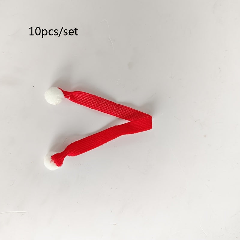 10 шт. Мини-шарфы для вина на Рождество, украшения для рождественской елки, поделки своими руками, шарфы для кукол и рождественские принадлежности.