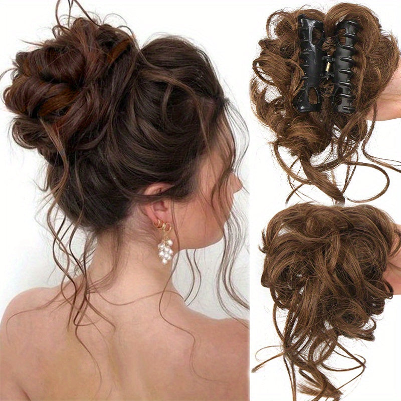 Women's Synthetic Hair Bun Claw Clip for Updos and Styling