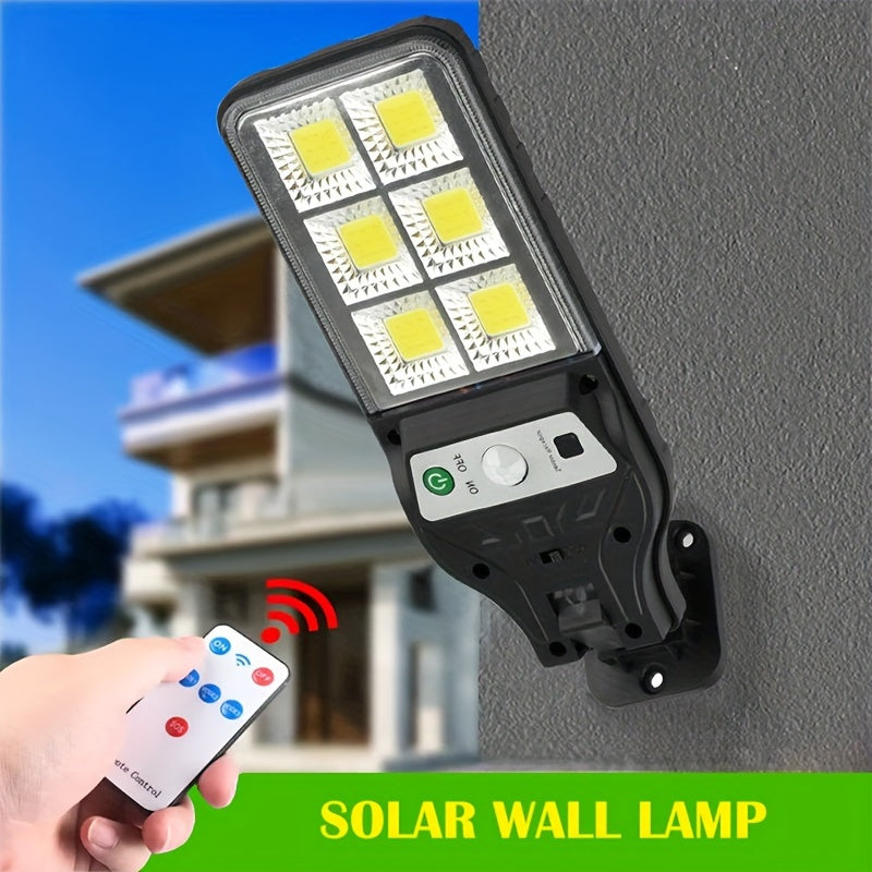 Solar-Powered Wall Light with Motion Sensor 3 Lighting Modes Remote Control Outdoor Patio