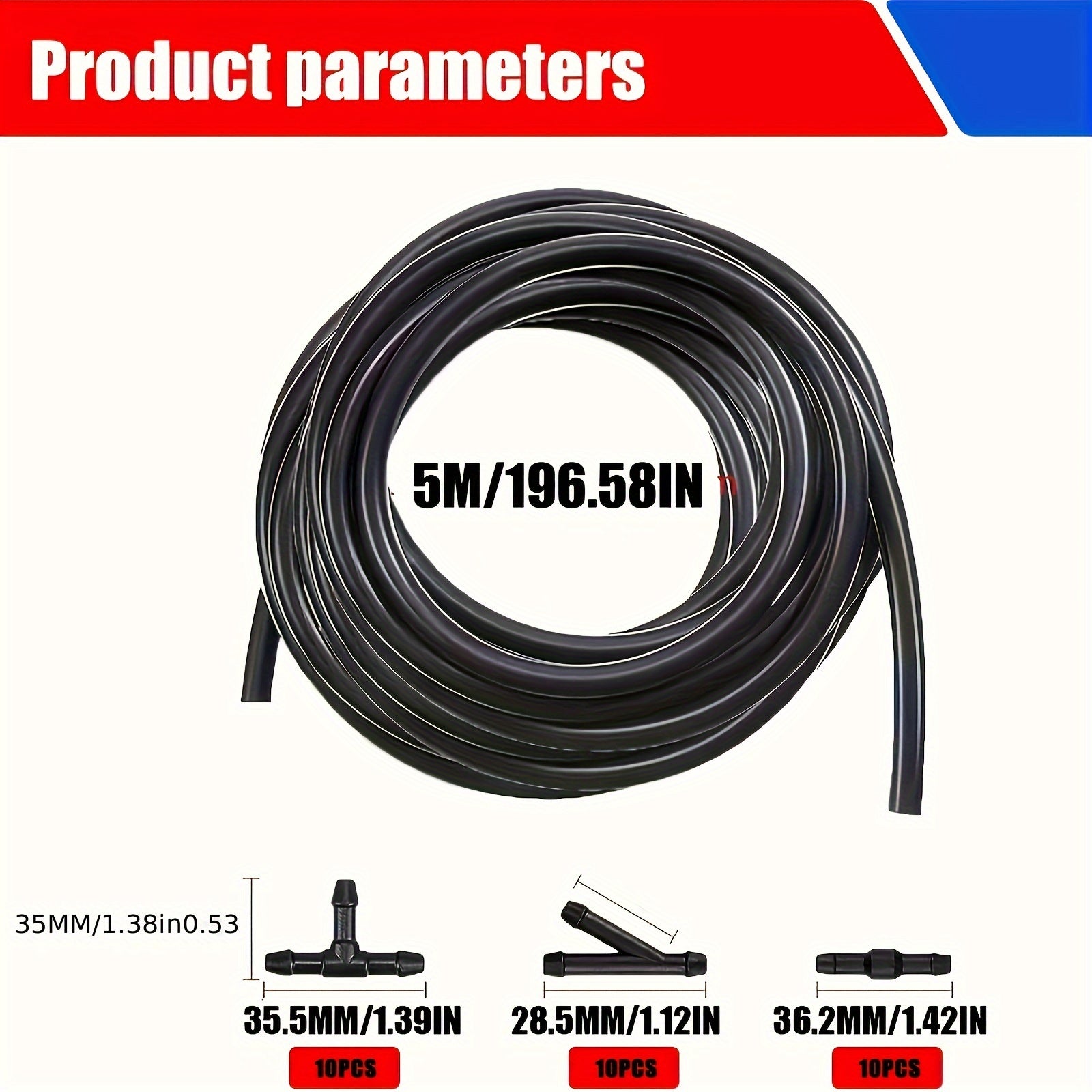 30-Piece Windshield Washer Hose Kit with Y T Connectors, 3.99m Tubing