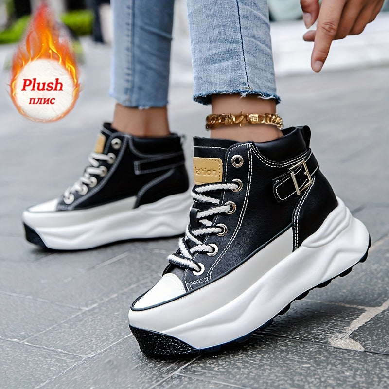 Women's Plush-Lined Ankle Boots Microfiber Winter Snow Casual Outdoor