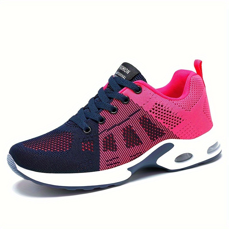Women's Mesh Lace-Up Sneakers Lightweight Air Cushion Running Sports Shoes