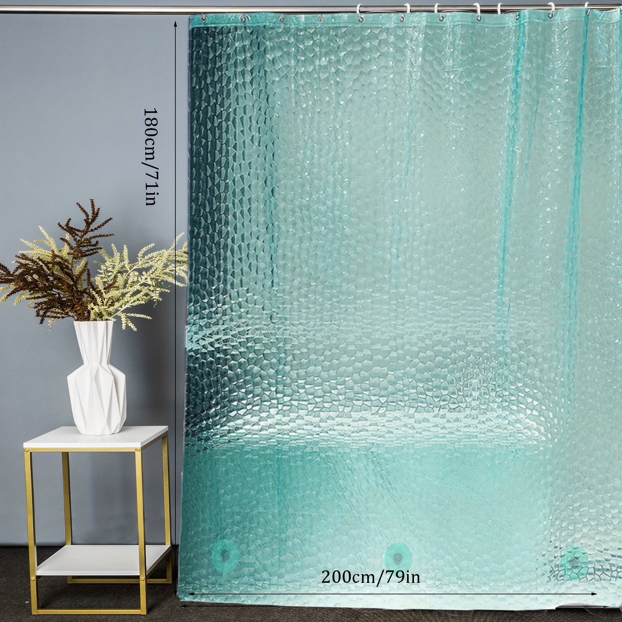 Koʻk suv o'tkazmaydigan 3D tosh shaklidagi dush pardasi 72x72 dyuym, hammom uchun