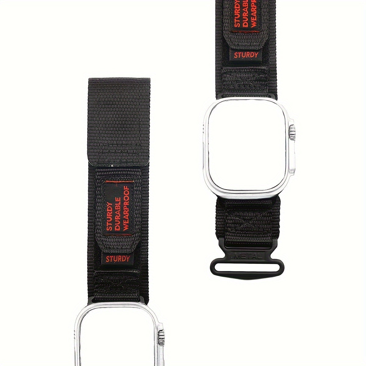 Men's Tactical Nylon Watch Strap Compatible with iPhone Watch Series 1-9 Ultra 2 38mm 42mm 44mm 45mm 49mm