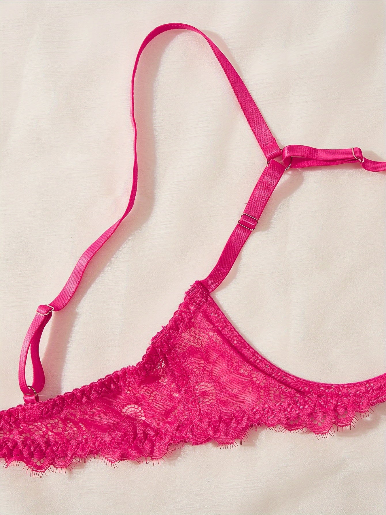 Women's Plus Size Lace Lingerie Set Open Bust Thong See-Through