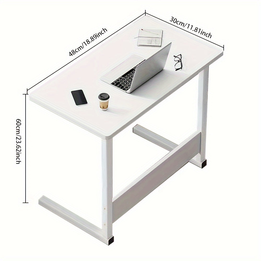 White Wooden Laptop Desk Stand, Compact and Durable Table for Home Office