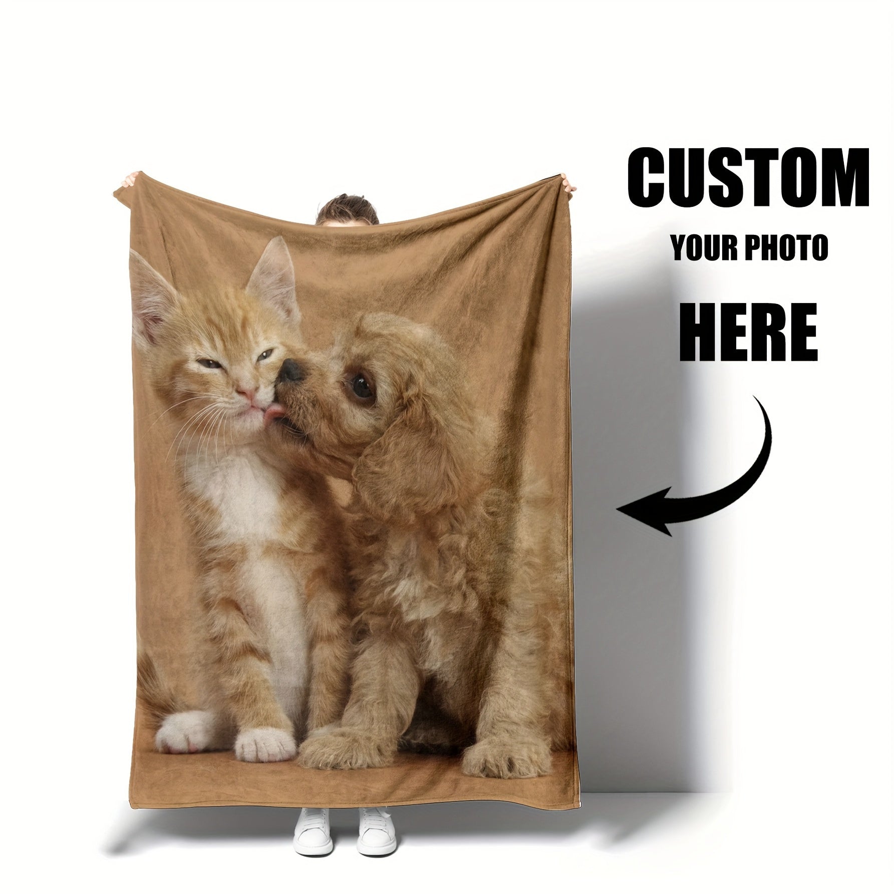 Personalized All-Season Photo Flannel Blanket with Custom Pictures, Machine Washable