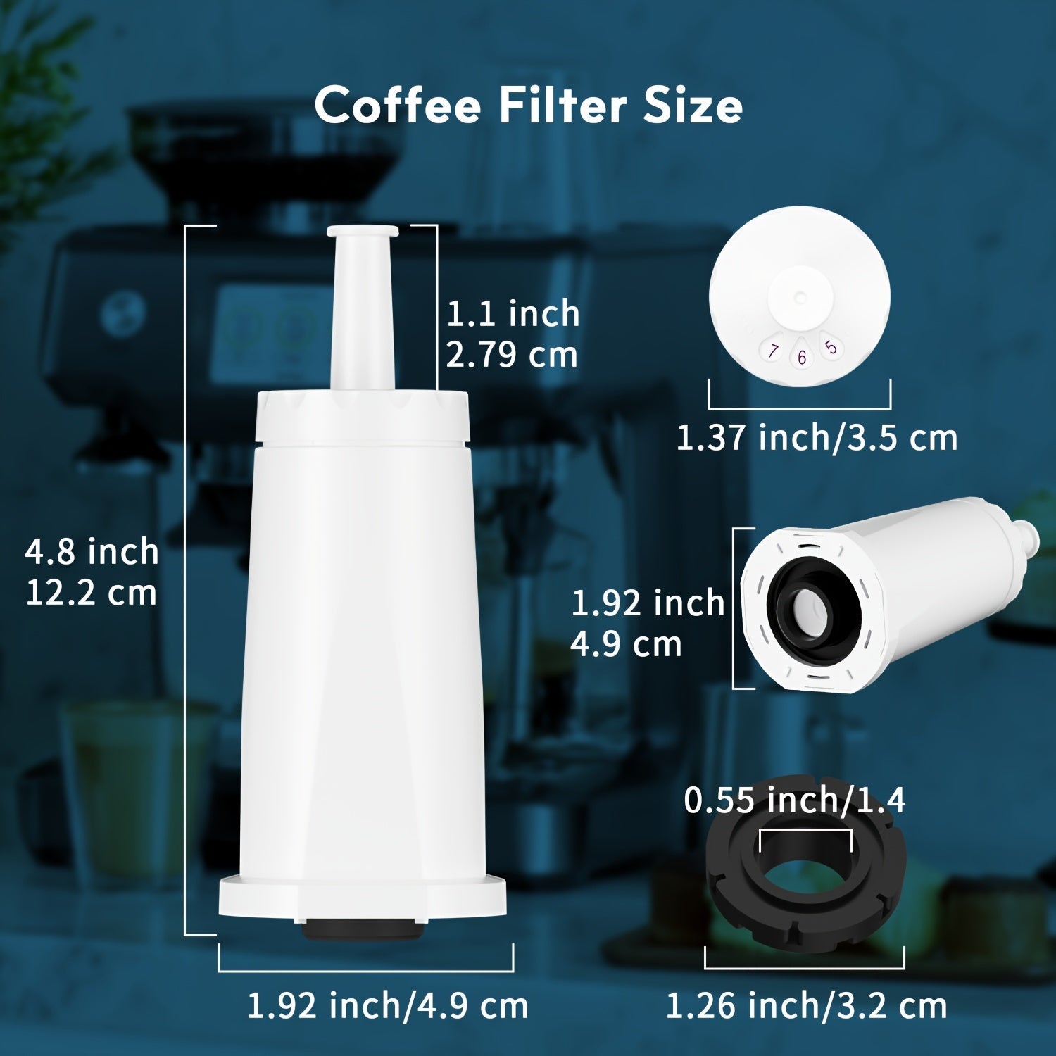 Replacement Water Filters for Espresso Machines 2 or 4 Pack Compatible