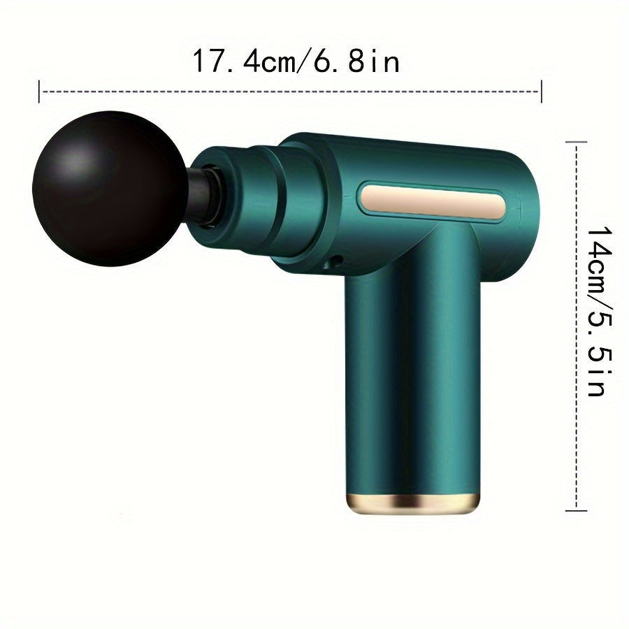 Pistola de masaje fascia con 4 cabezales, motor sin escobillas de 6 velocidades para alivio y recuperación muscular