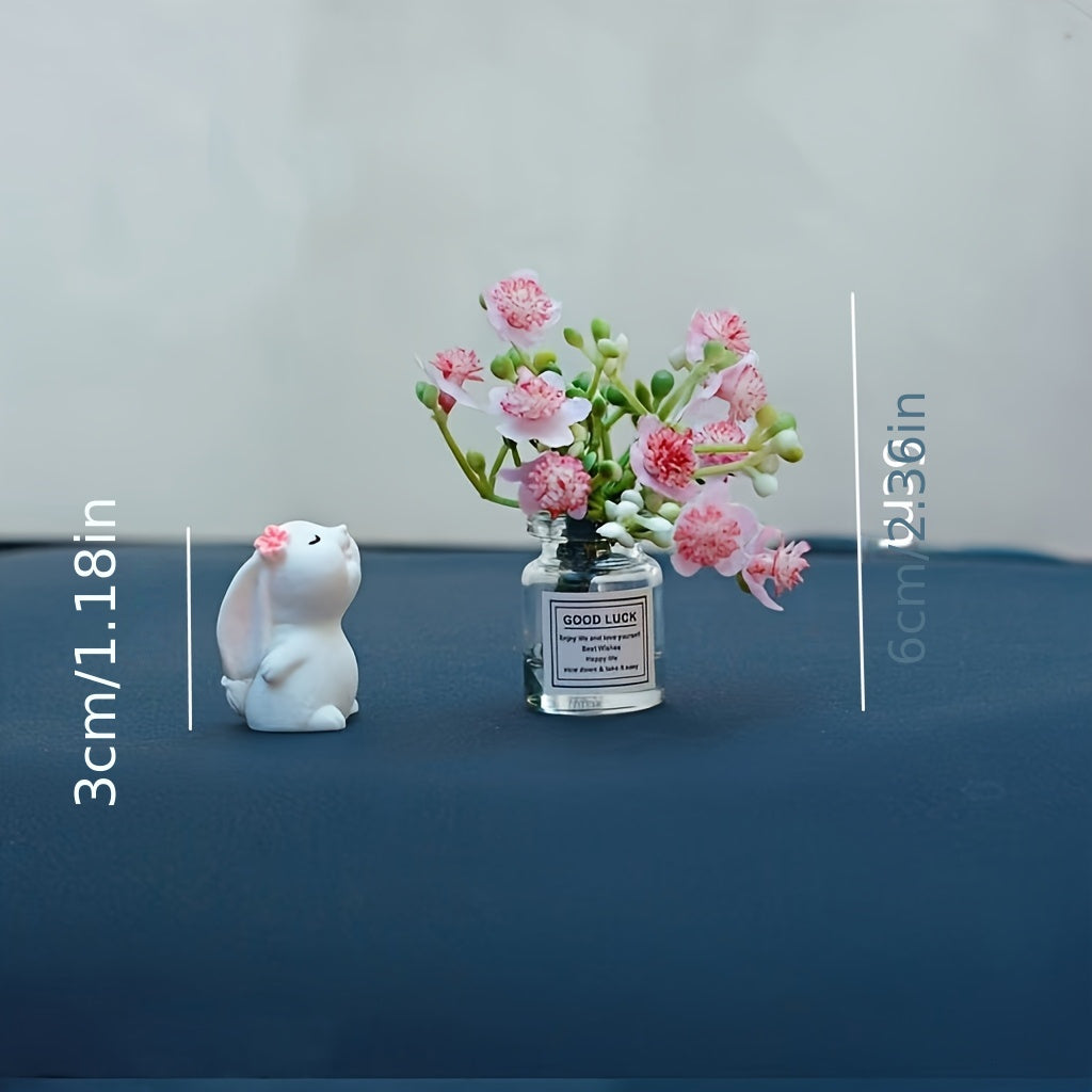 Miniature Resin Vase for Car Dashboard Decor with Healing Figurine