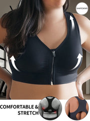 Plus Size Seamless Sports Bra Breathable Comfortable Supportive Adjustable Zipper