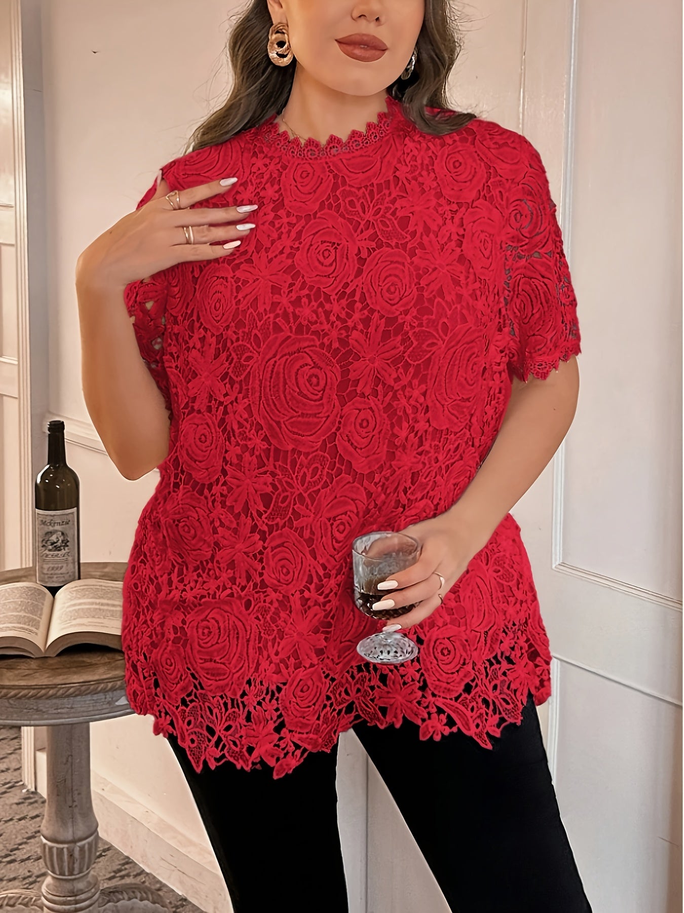 Plus o'lcham ayollar uchun korsetli tasmali orqa tugma old kiyim, yengil, yarim shaffof top