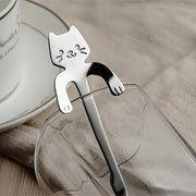 6-Piece Stainless Steel Cat Design Spoon Set Dishwasher Safe for Kitchen and Parties