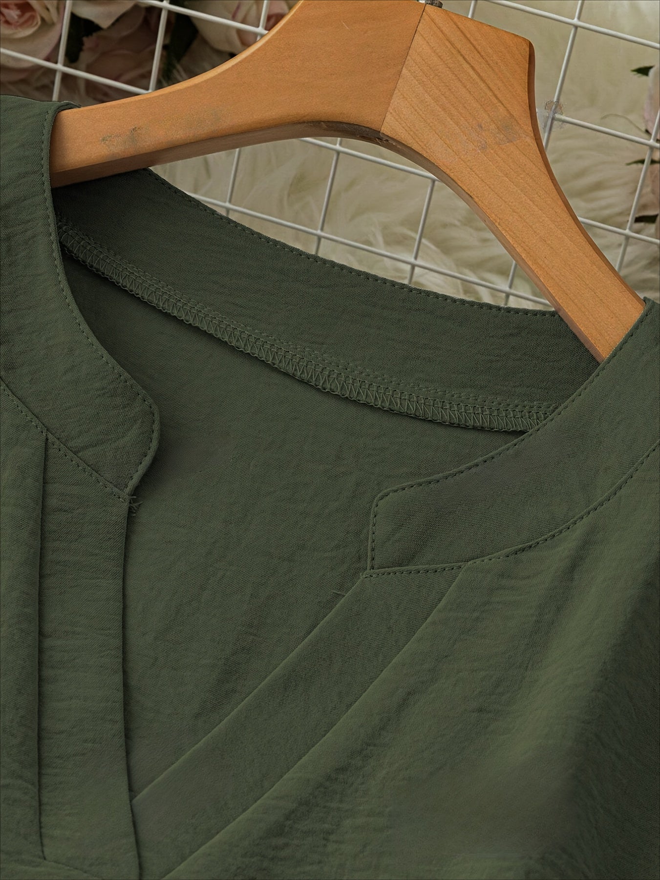 Women's V-Neck Blouse Long Sleeve Drop Shoulder Solid Polyester Spring Fall Casual