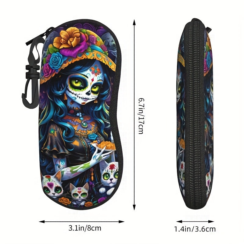 Galaxy Print Glasses Case for Men and Women Rubber Zippered Eyewear Sleeve