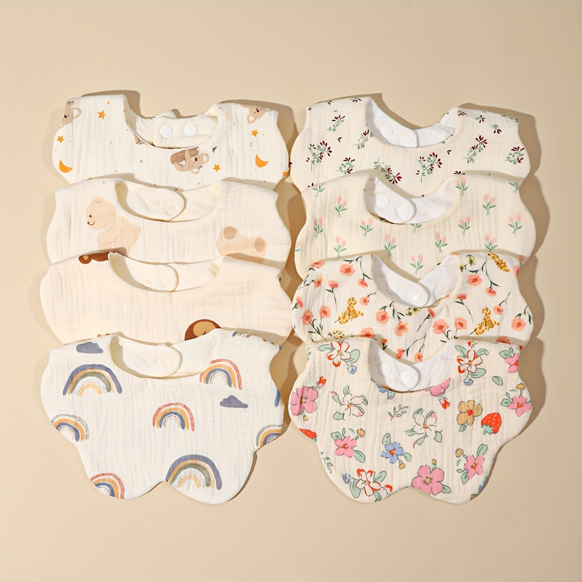 Bolalar uchun 0-3 yoshdagi bolalar bibsi, paxta gazli, so‘riladigan, chiroyli multfilm dizayni