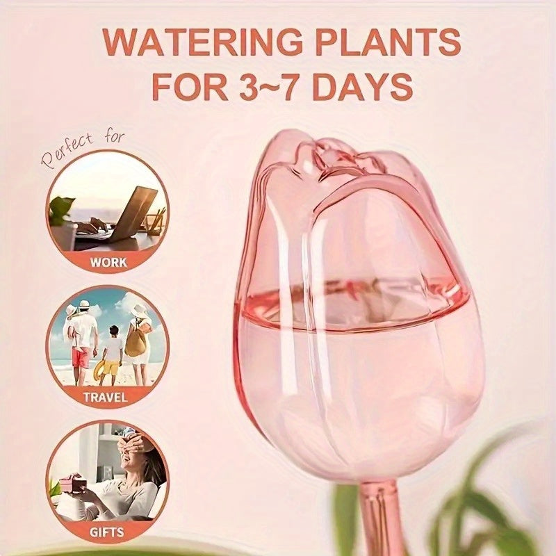Pink Tulip Plastic Plant Watering Balls Set of 2 or 4 for Indoor Outdoor Use