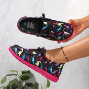 Women's Colorful Dinosaur Print Casual Sneakers Lightweight Athletic Shoes