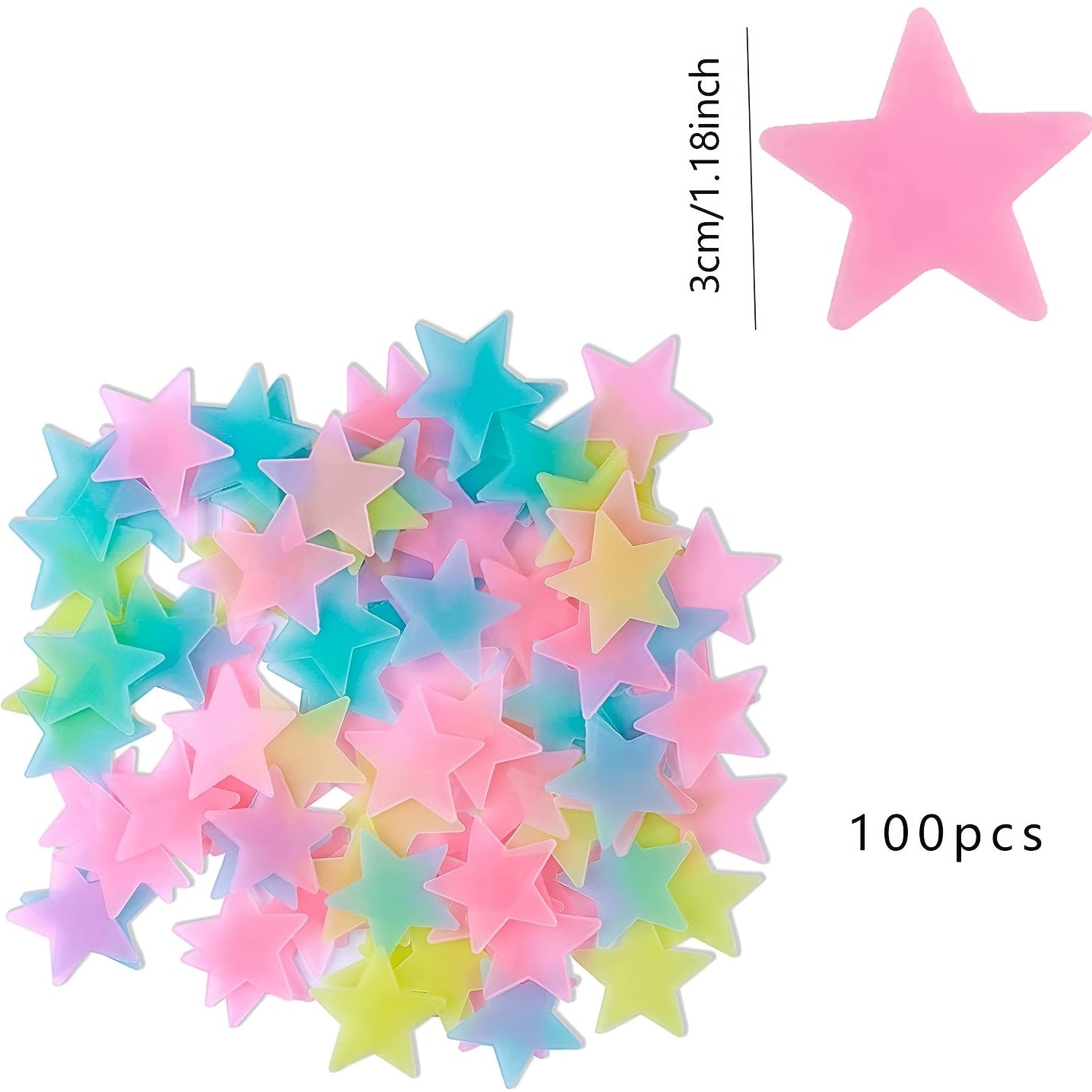 100pcs Luminous Star Wall Stickers for Bedroom Living Room Decor