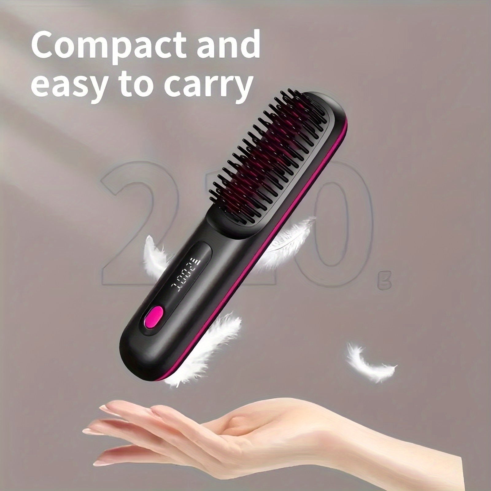 Rechargeable wireless hair straightener comb with negative ions 2000mAh USB portable styling tool