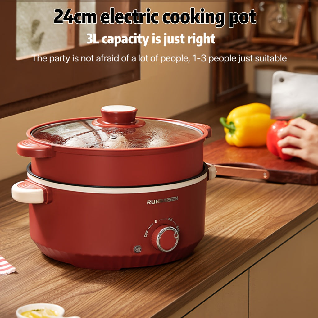 23.88cm Elektrik pishirish qozoni, ikki qavatli, yopishmaydigan, ko‘p funksiyali, oson taomlar uchun