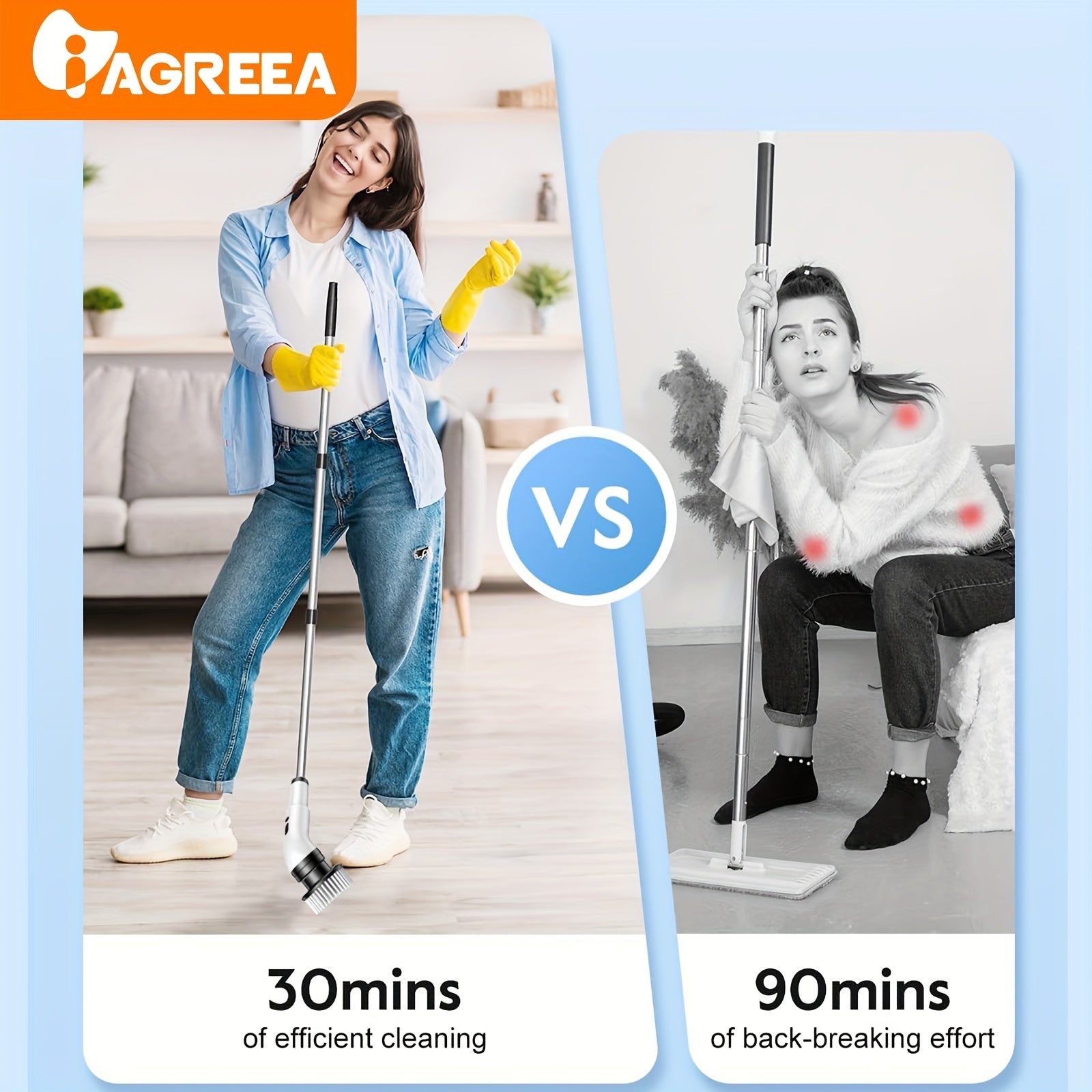 3 tezlik va 9 cho'tka boshli elektr burama tozalovchi plitka tozalash uchun