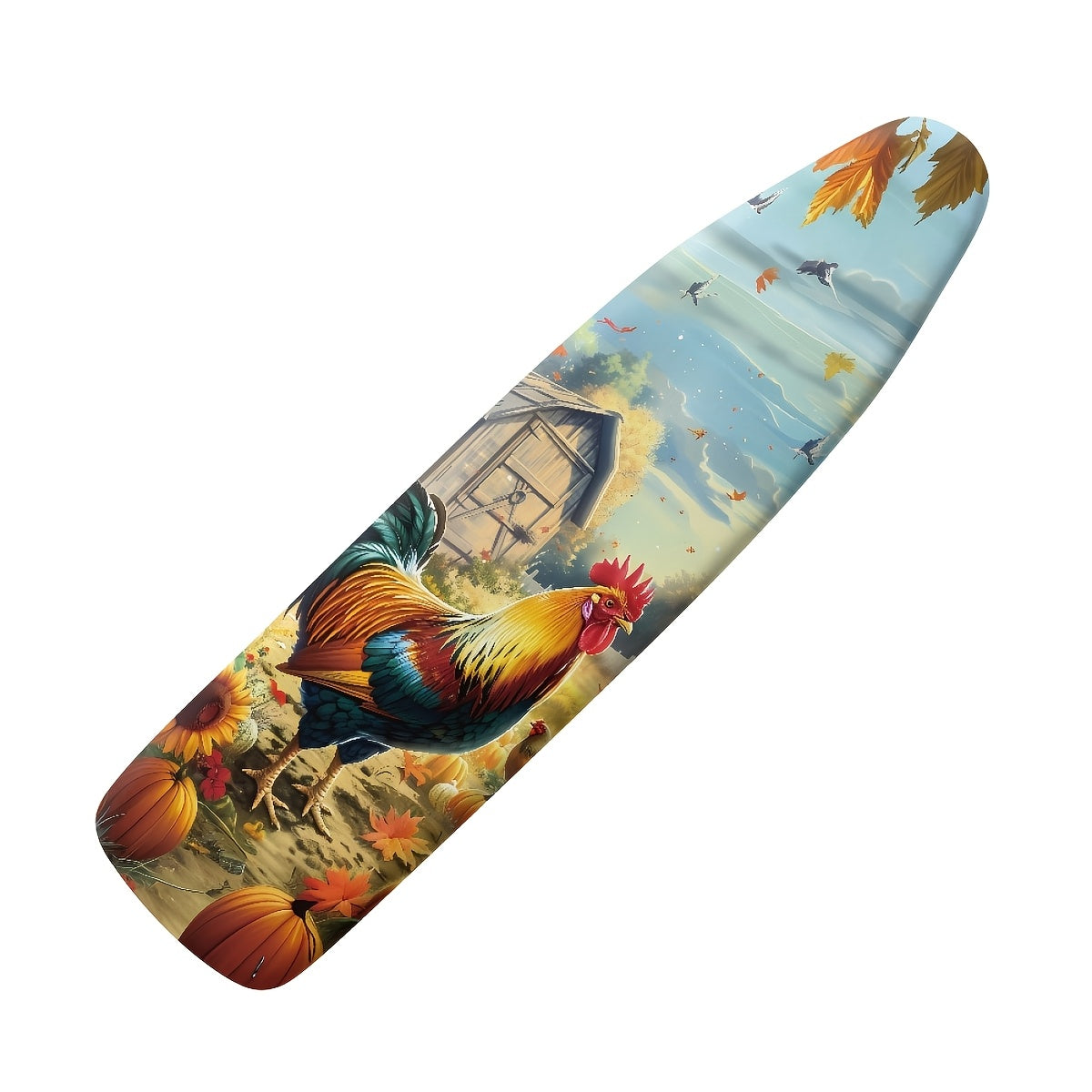 Ironing Board Cover with Rooster and Hen Design Dustproof Non-Stick Stain-Resistant Elastic Edge